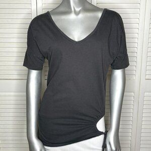 Vtg Y2K Victoria’s Secret Dark Gray Cut Out Side Tie V Neck Tee Top Cotton XS